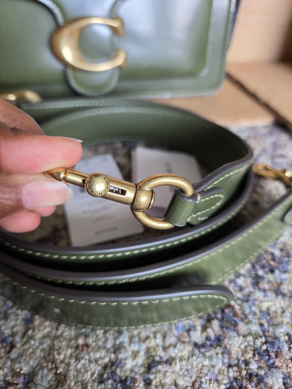 Coach Olive Green Spazzolato Leather Tabby 26 Shoulder Bag with Brass Hardware - Picture 5 of 16